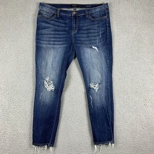 Judy Blue Jeans Womens 2XL (Fits 37x27) Blue Distressed Skinny Fit JB8228DK
